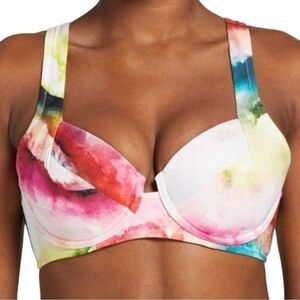 Calia Women’s Underwire Bikini Top Watercolor Multi Size 38D NWT